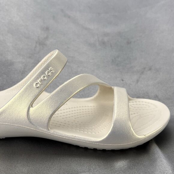 Crocs Kadee II Shimmer Sandals Women's 8 Beige Strappy Slides 211713-160 NEW - Picture 5 of 17